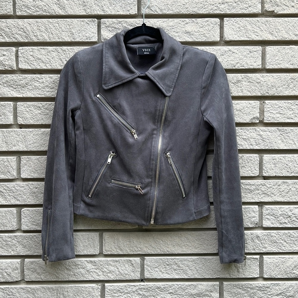 VICI Jacket Faux Suede Cropped Moto Style Sz S